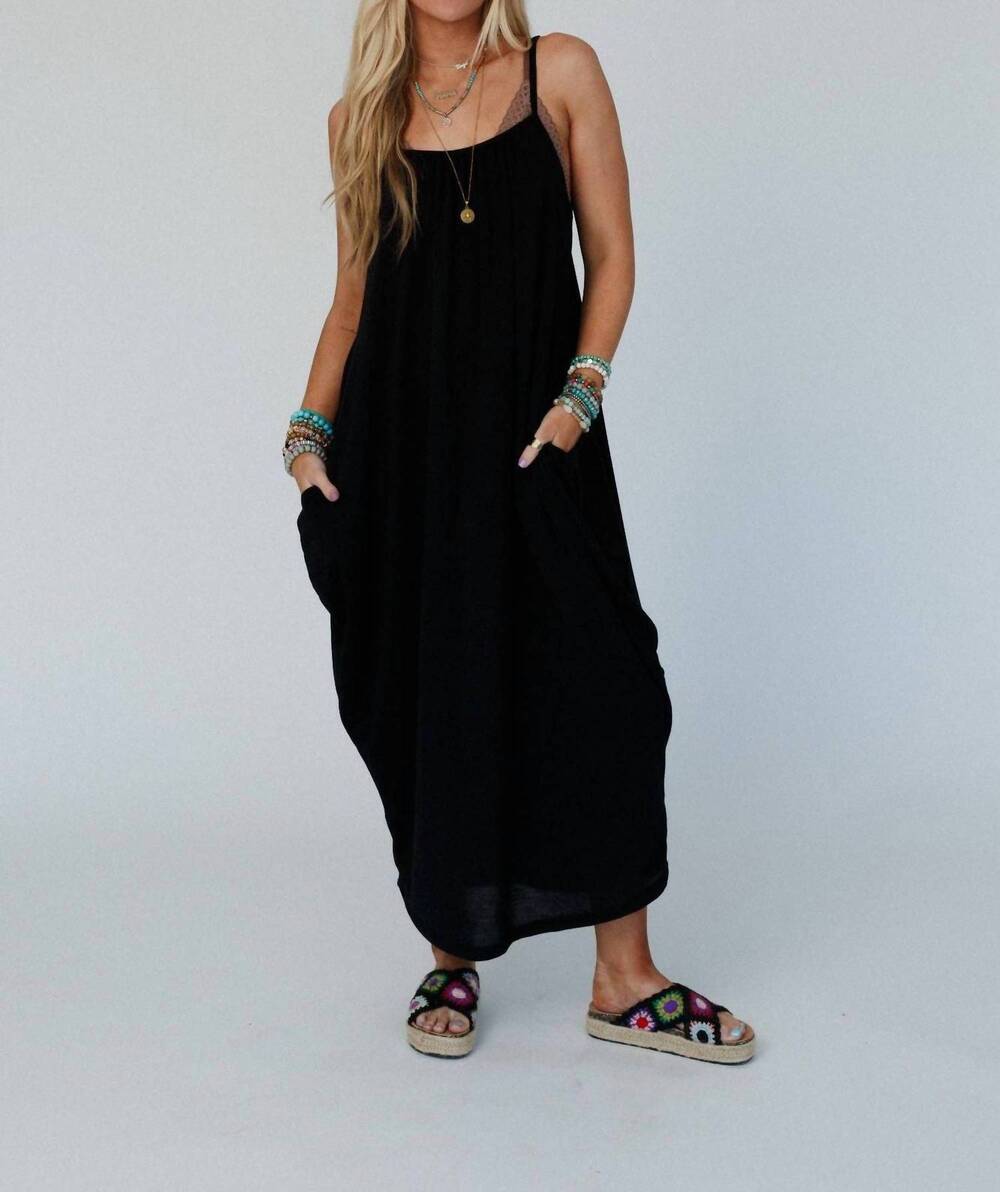 NEW THREE BIRD NEST simple serene maxi dress in black